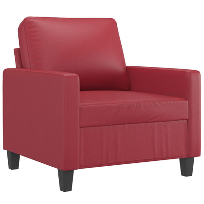 Set di Divani 4 pz con Cuscini Rosso Vino in Similpelle