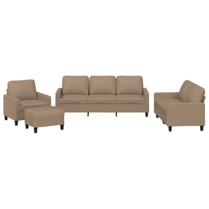 Set di Divani 4 pz con Cuscini Cappuccino in Similpelle