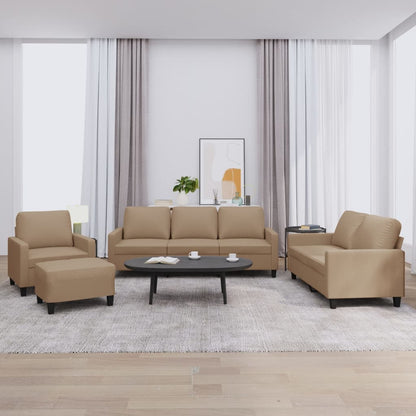 Set di Divani 4 pz con Cuscini Cappuccino in Similpelle