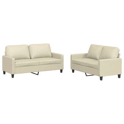 Set di Divani 2 pz con Cuscini Crema in Similpelle
