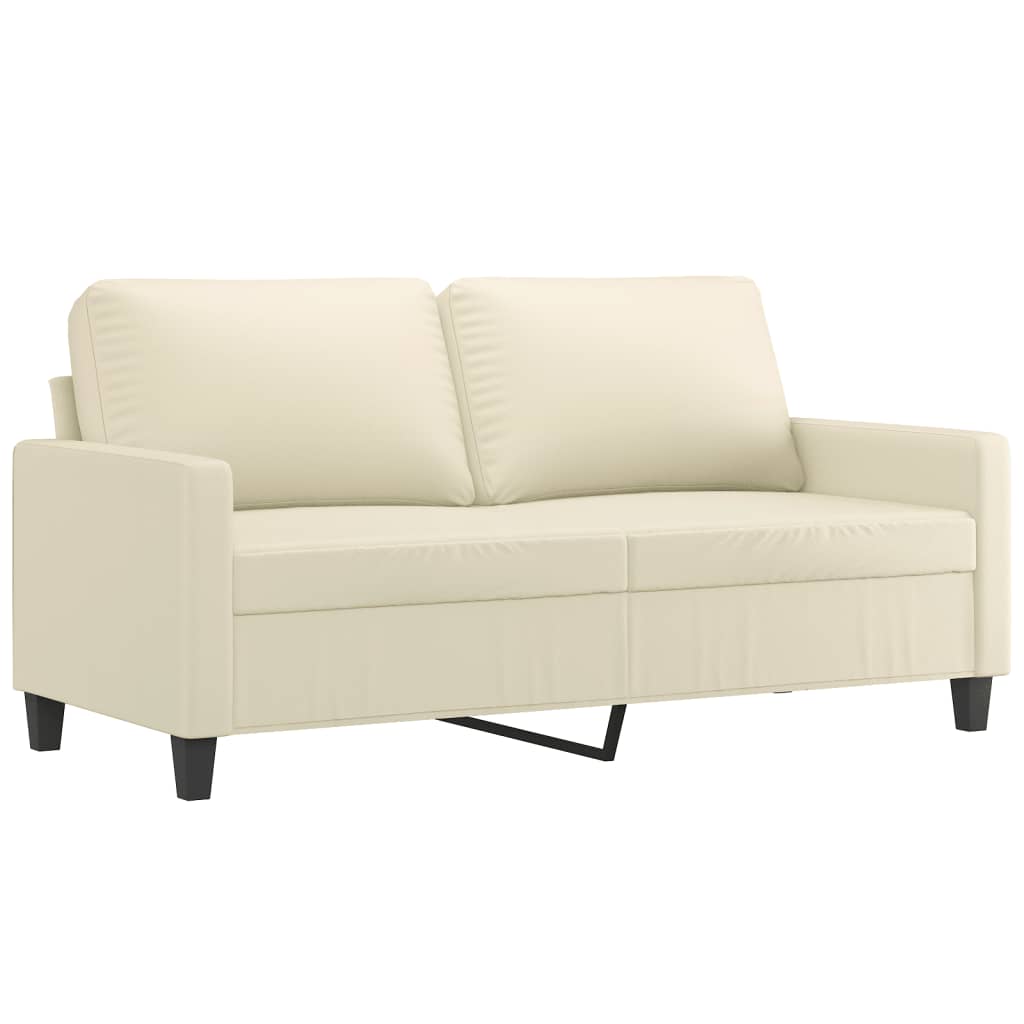 Set di Divani 2 pz con Cuscini Crema in Similpelle