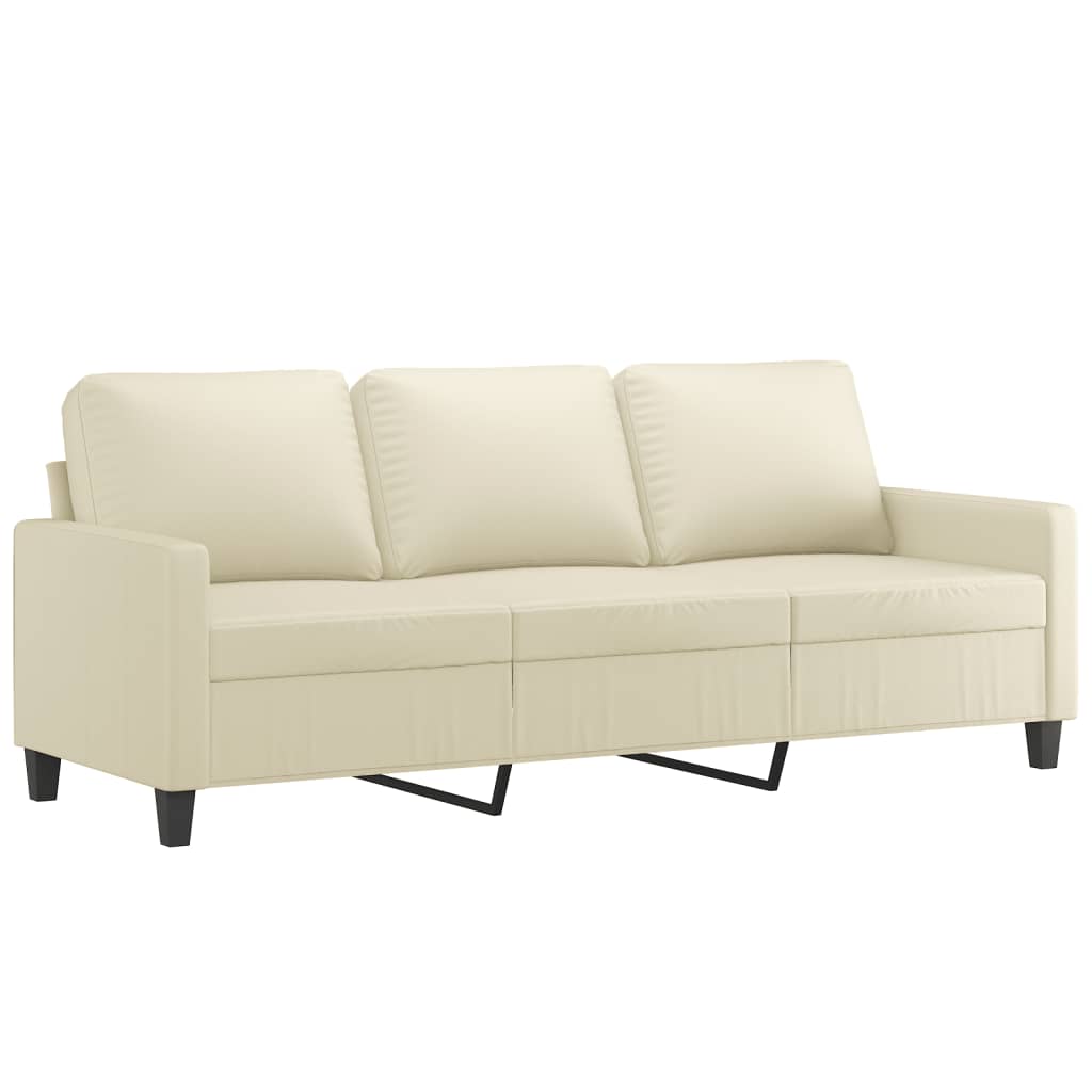 Set di Divani 2 pz con Cuscini Crema in Similpelle