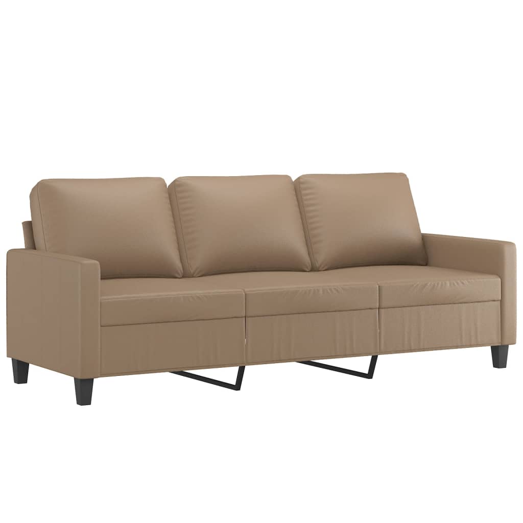Set di Divani 3 pz con Cuscini Cappuccino in Similpelle
