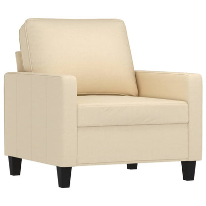 Set di Divani 3 pz con Cuscini Crema in Tessuto