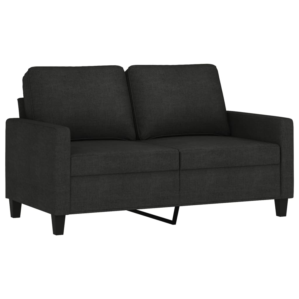 Set di Divani 2 pz con Cuscini Nero in Tessuto