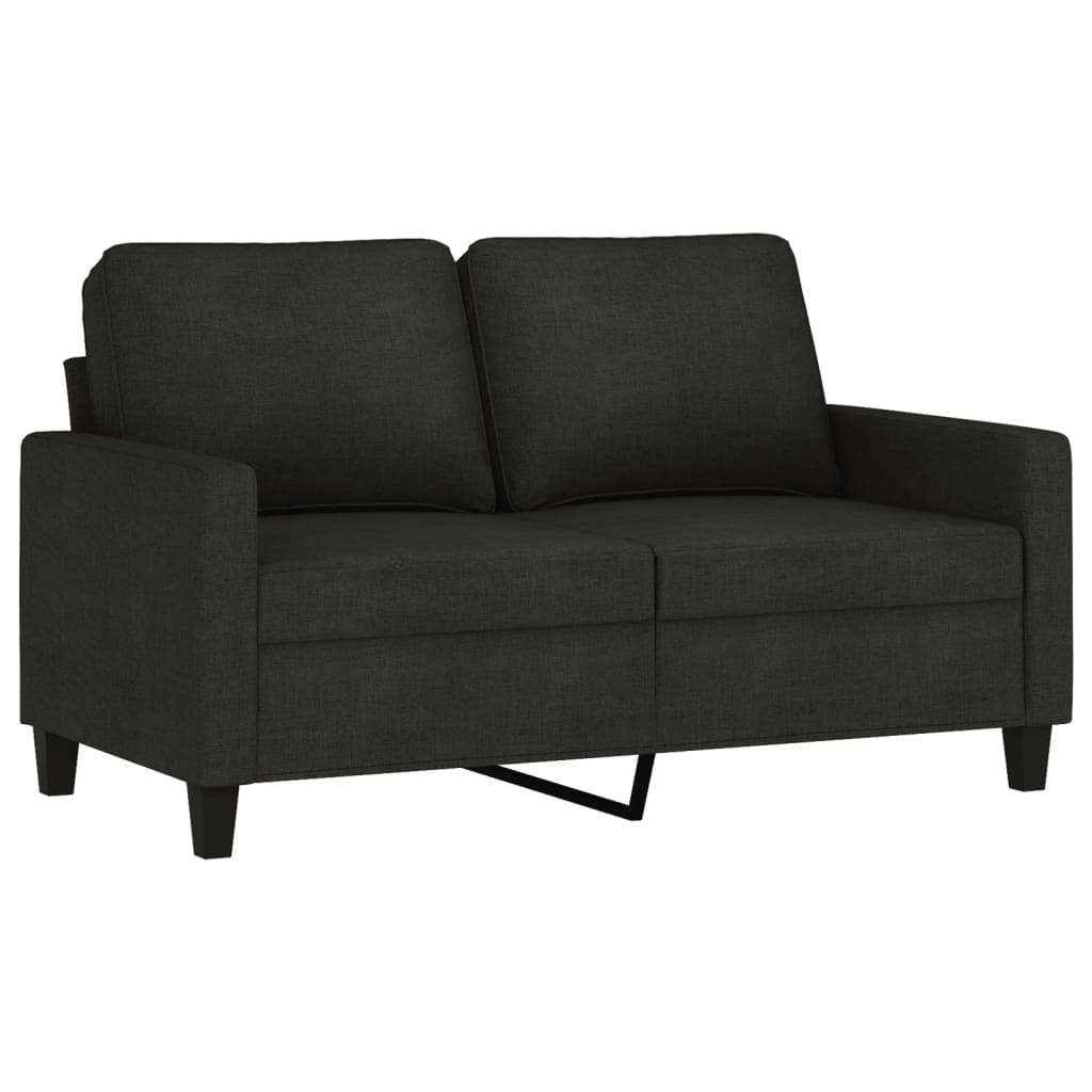 Set di Divani 2 pz con Cuscini Nero in Tessuto