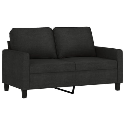 Set di Divani 2 pz con Cuscini Nero in Tessuto