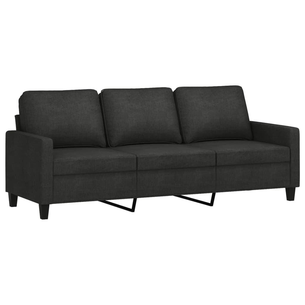 Set di Divani 2 pz con Cuscini Nero in Tessuto