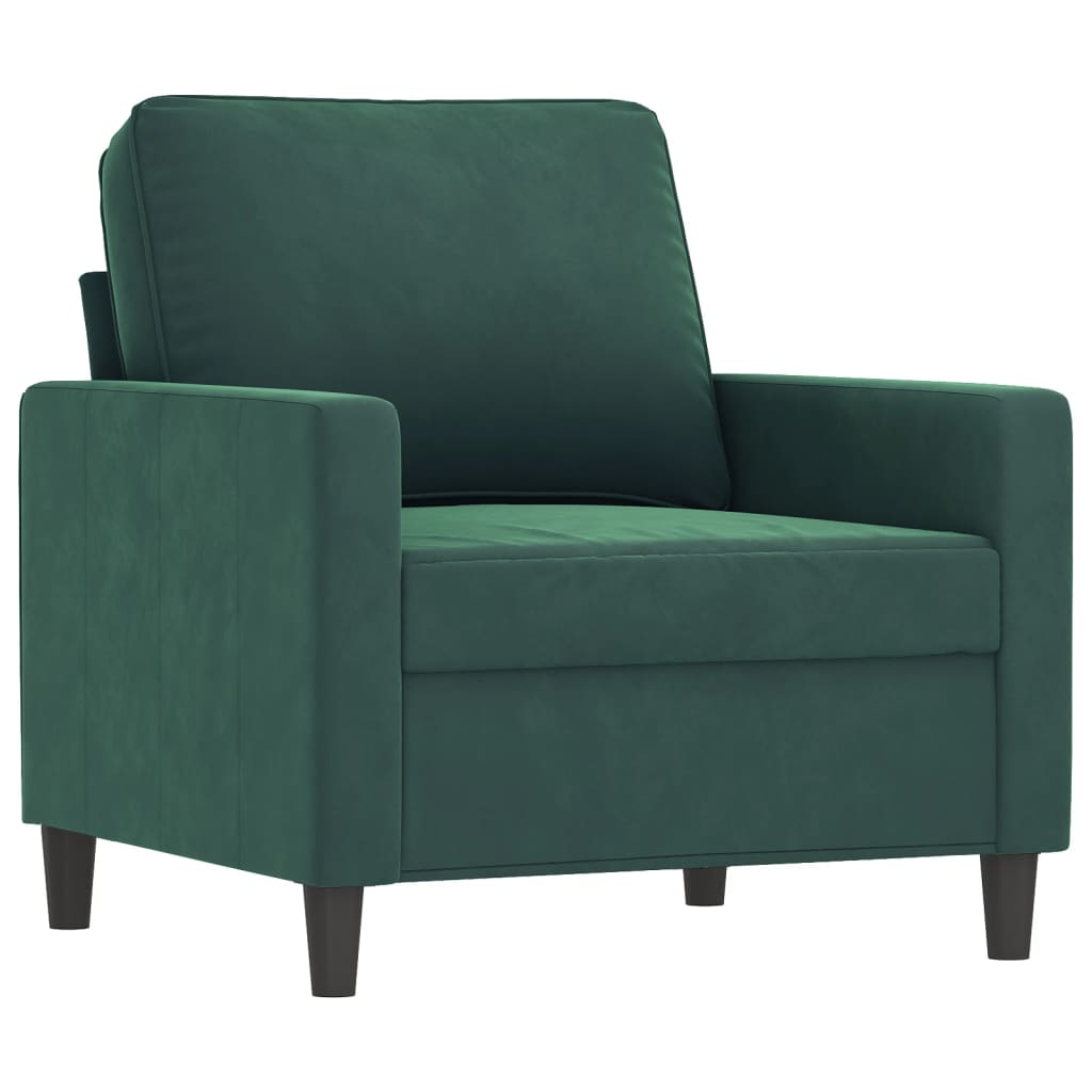 Set di Divani 3 pz con Cuscini Verde scuro in Velluto