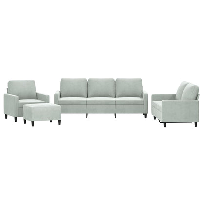 Set di Divani 4 pz con Cuscini Grigio Chiaro in Velluto
