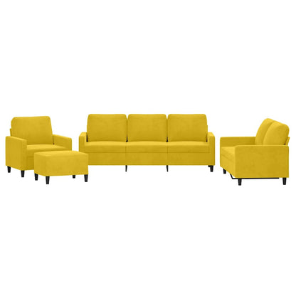 Set di Divani 4 pz con Cuscini giallo in Velluto