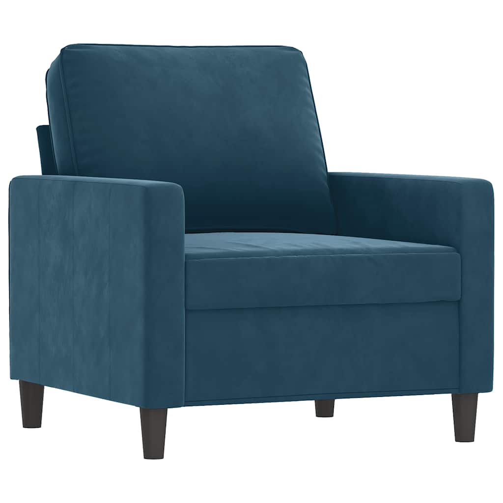 Set di Divani 4 pz con Cuscini Blu in Velluto