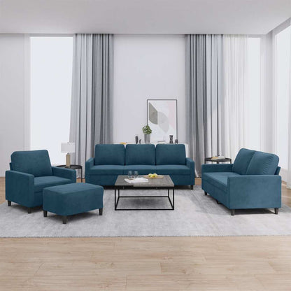 Set di Divani 4 pz con Cuscini Blu in Velluto