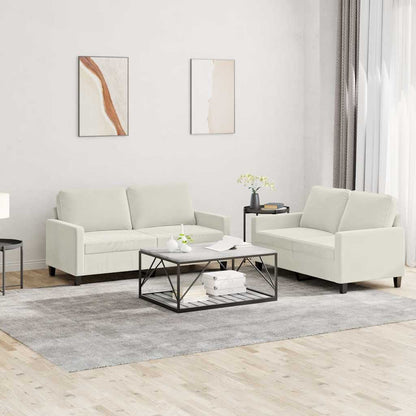 Set di Divani 2 pz con Cuscini Crema in Velluto