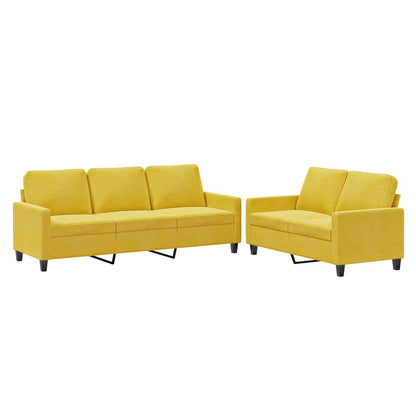 Set di Divani 2 pz con Cuscini giallo in Velluto