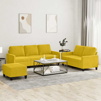 Set di Divani 3 pz con Cuscini giallo in Velluto