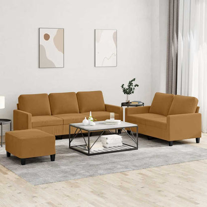 Set di Divani 3 pz con Cuscini Marrone in Velluto
