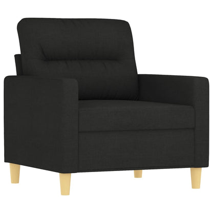Set di Divani 3 pz con Cuscini Nero in Tessuto