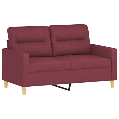 Set di Divani 4 pz con Cuscini Rosso Vino in Tessuto
