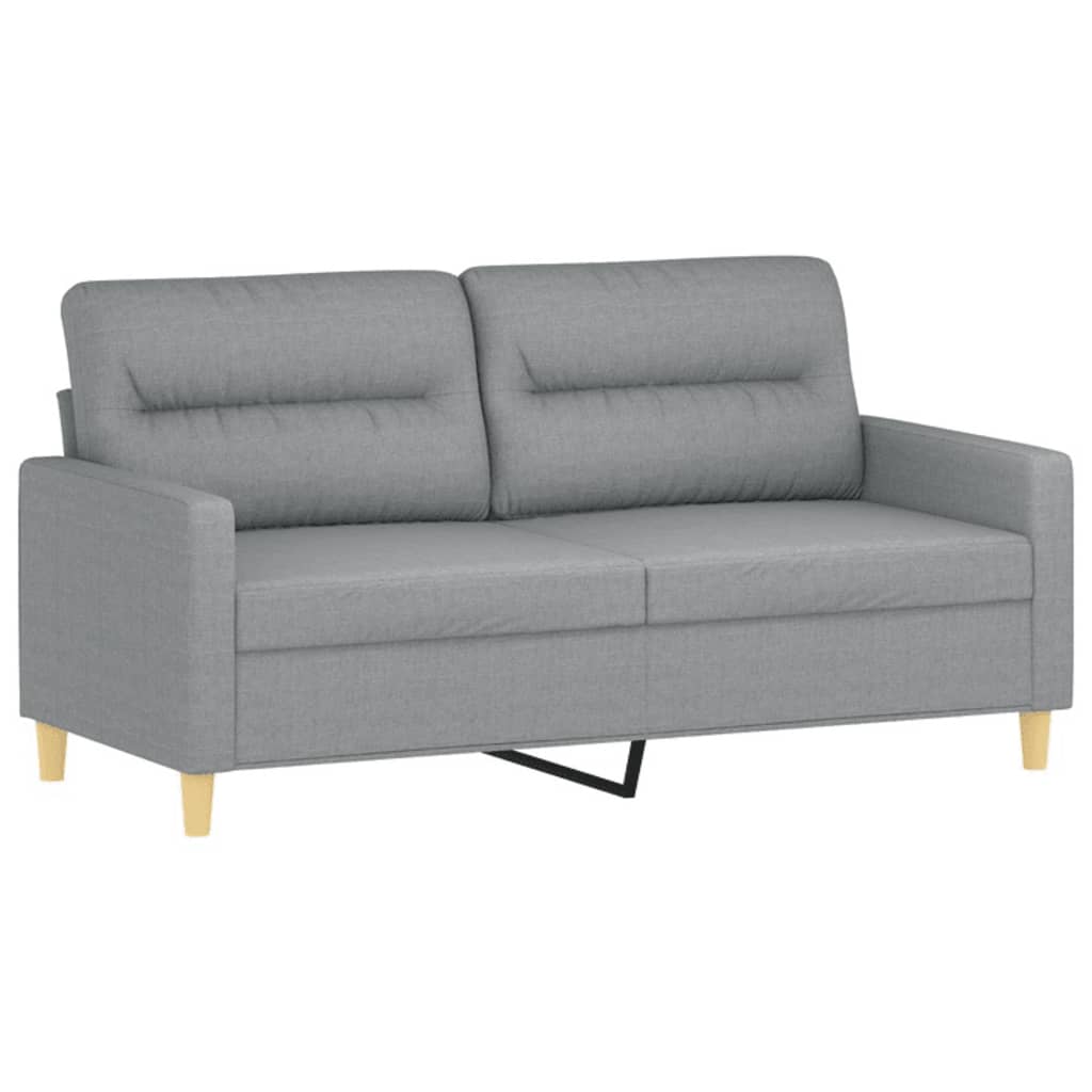 Set di Divani 2 pz con Cuscini Grigio Chiaro in Tessuto