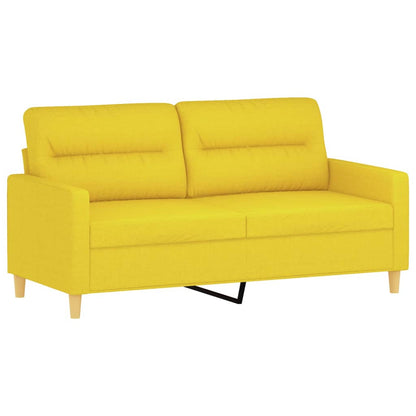Set di Divani 2 pz con Cuscini Giallo Chiaro in Tessuto