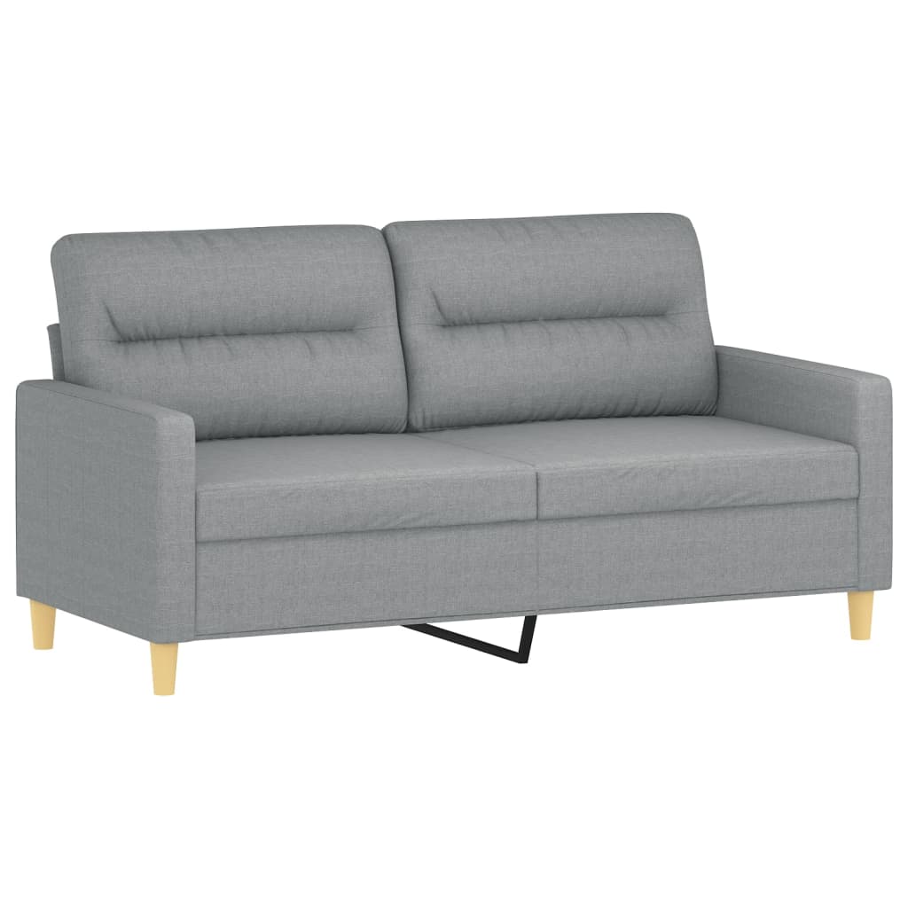 Set Divani 3 pz con Cuscini Grigio Chiaro in Tessuto