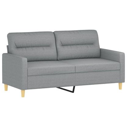Set Divani 3 pz con Cuscini Grigio Chiaro in Tessuto