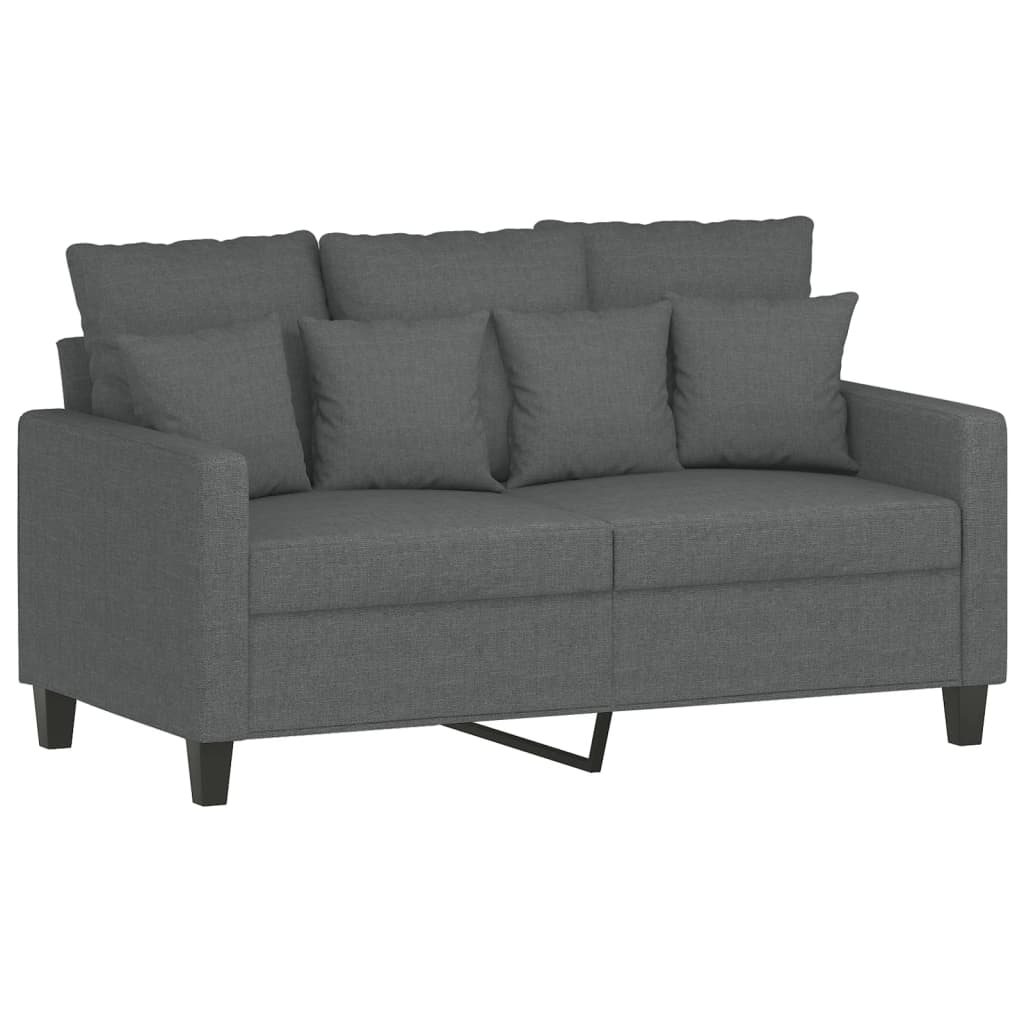 Set di Divani 4 pz con Cuscini Grigio Scuro in Tessuto