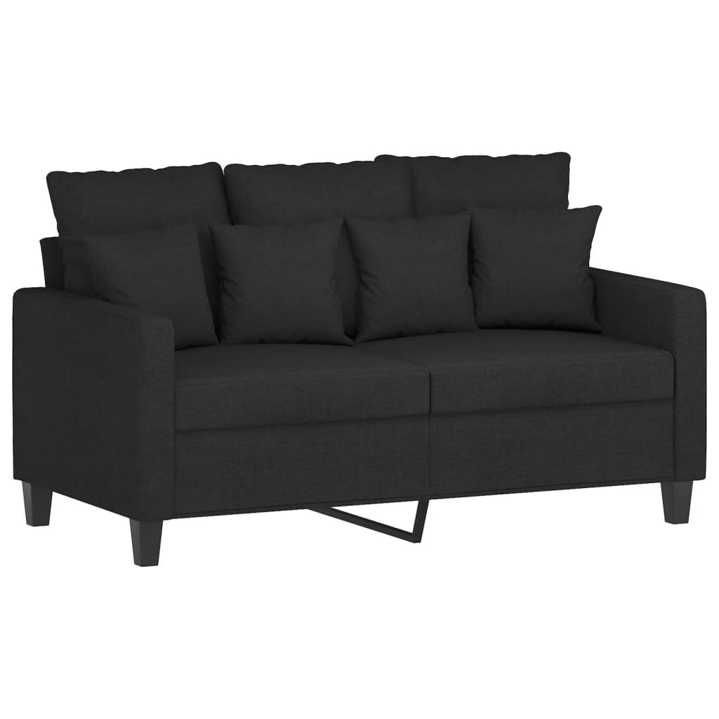 Set Divani 4 pz con Cuscini Nero in Tessuto
