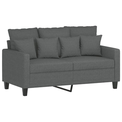 Set di Divani 2 pz con Cuscini Grigio Scuro in Tessuto
