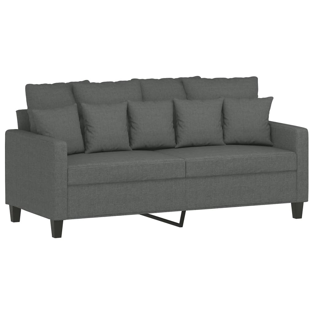 Set di Divani 2 pz con Cuscini Grigio Scuro in Tessuto