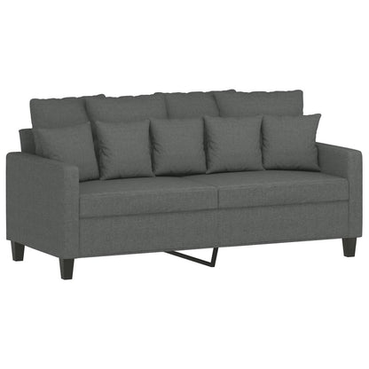 Set di Divani 2 pz con Cuscini Grigio Scuro in Tessuto