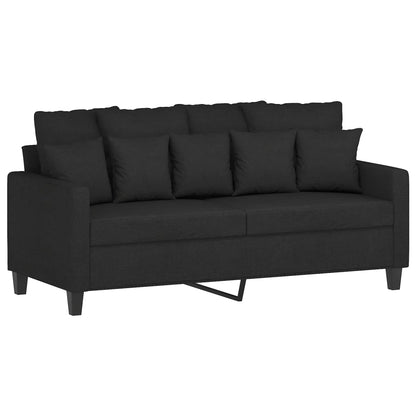 Set di Divani 2 pz con Cuscini Nero in Tessuto