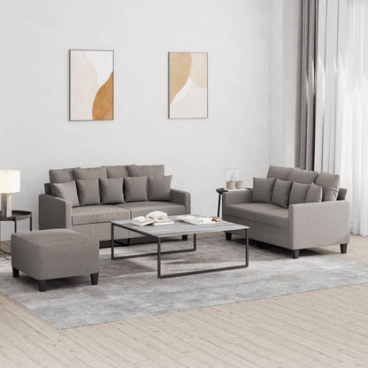 Set di Divani 3 pz con Cuscini Tortora in Tessuto