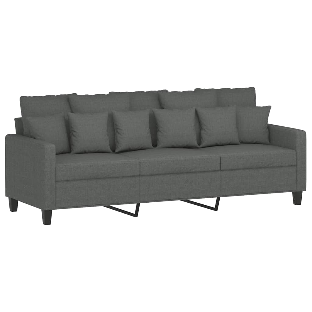 Set di Divani 2 pz con Cuscini Grigio Scuro in Tessuto