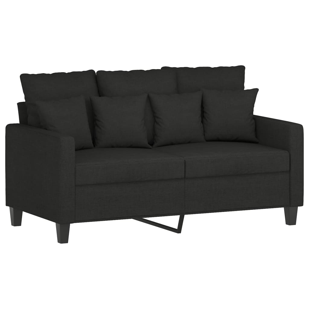 Set di Divani 3 pz con Cuscini Nero in Tessuto
