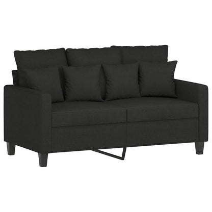 Set di Divani 3 pz con Cuscini Nero in Tessuto