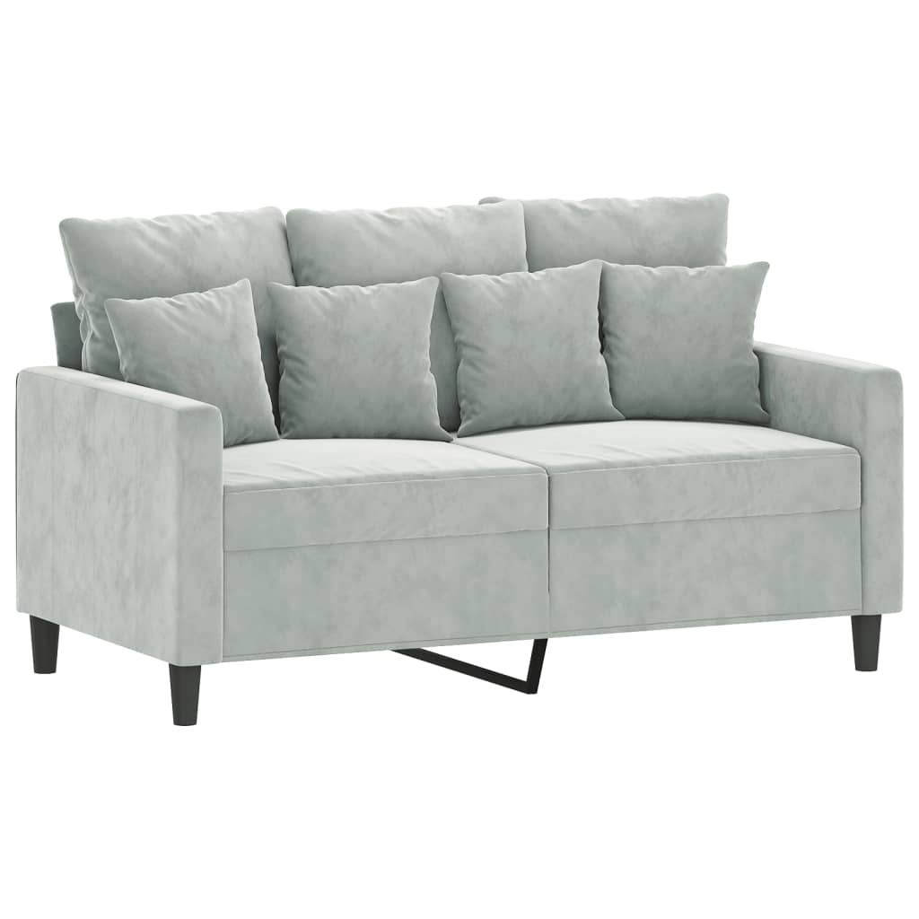 Set di Divani 4 pz con Cuscini Grigio Chiaro in Velluto