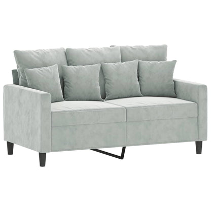 Set di Divani 4 pz con Cuscini Grigio Chiaro in Velluto