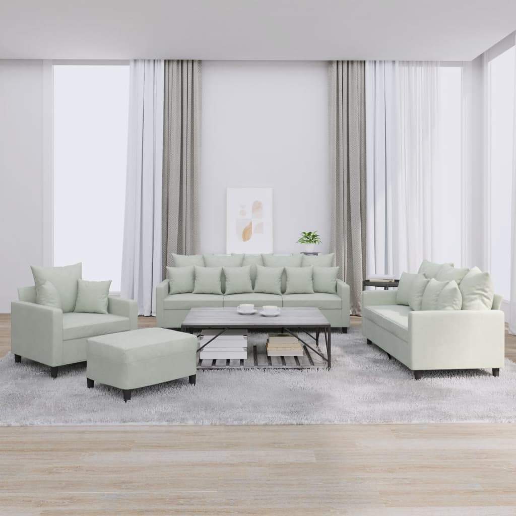 Set di Divani 4 pz con Cuscini Grigio Chiaro in Velluto