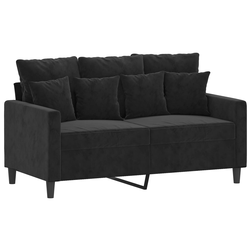 Set di Divani 4 pz con Cuscini Nero in Velluto