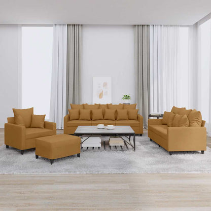 Set di Divani 4 pz con Cuscini Marrone in Velluto