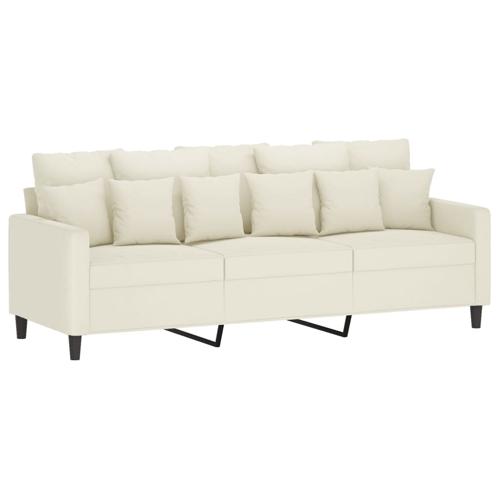 Set di Divani 4 pz con Cuscini Crema in Velluto