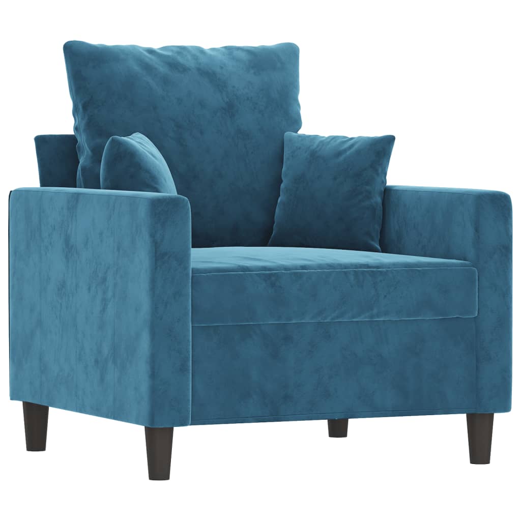 Set di Divani 4 pz con Cuscini Blu in Velluto