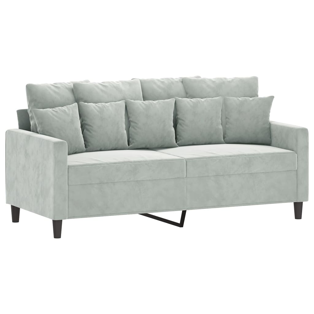 Set di Divani 3 pz con Cuscini Grigio Chiaro in Velluto