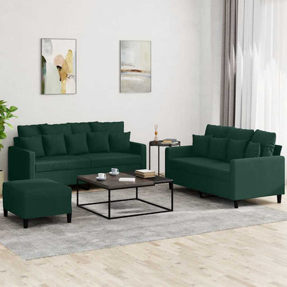 Set di Divani 3 pz con Cuscini Verde scuro in Velluto