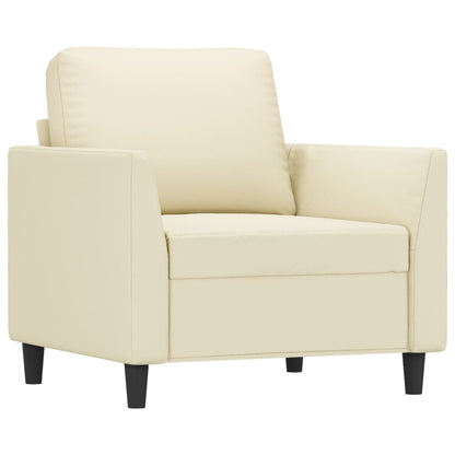 Set di Divani 3 pz con Cuscini Crema in Similpelle