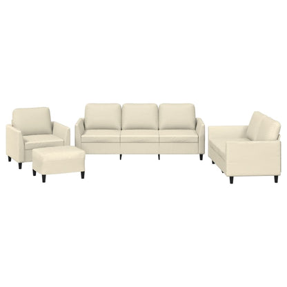 Set di Divani 4 pz con Cuscini Crema in Similpelle