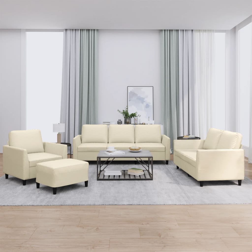 Set di Divani 4 pz con Cuscini Crema in Similpelle