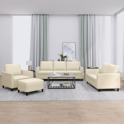 Set di Divani 4 pz con Cuscini Crema in Similpelle